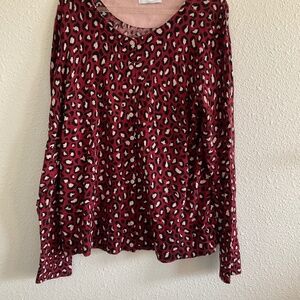 Old Navy Sweater Woman’s Red Cheetah Print Leopard Button Up Cardigan XL